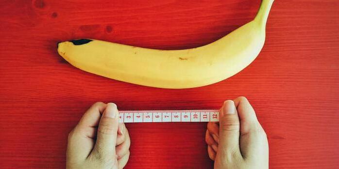 Penis Miessung virun der Erweiderung mam Beispill vun enger Banan
